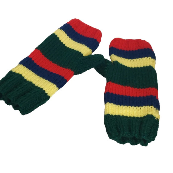 Hand knitted fingerless gloves in gorgeous bright‎ colors - Picture 7 of 10